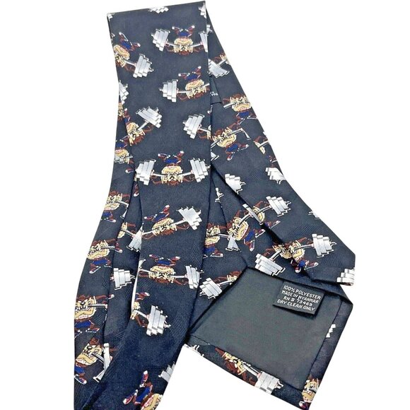 Looney Tunes Mania Tasmanian Devil Power Lifter Tie Black Vintage - Picture 10 of 12